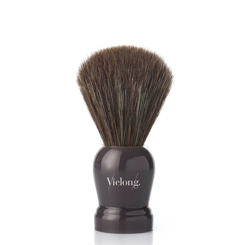VIELONG Shaving brush - "Alter" grey - Horse brown